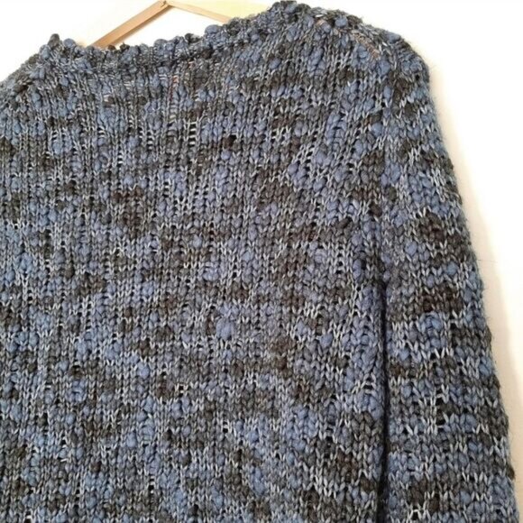 JOE FRESH \ Marled Chunky Knit Pullover Crewneck Sweater Top Blue Sz S - Picture 6 of 7